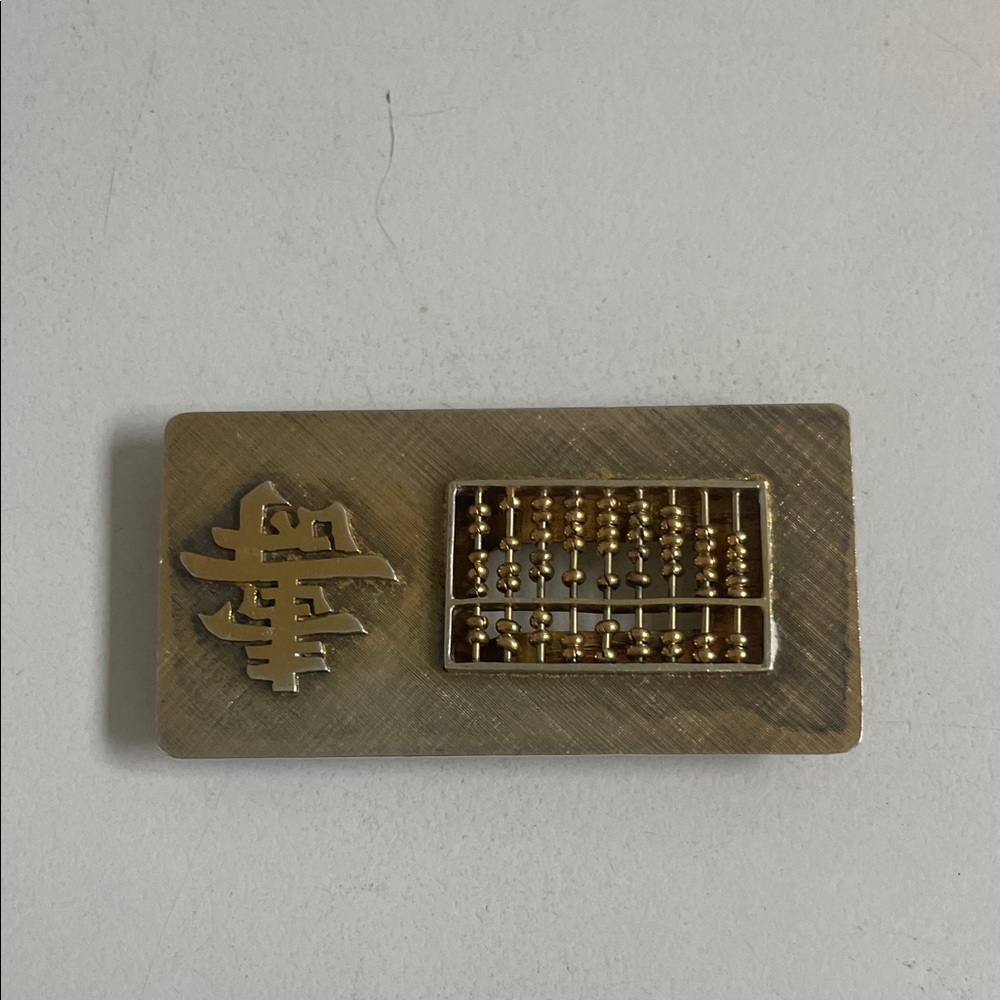 Sterling Silver Gold Tone Abacus and Asian Symbol money clip